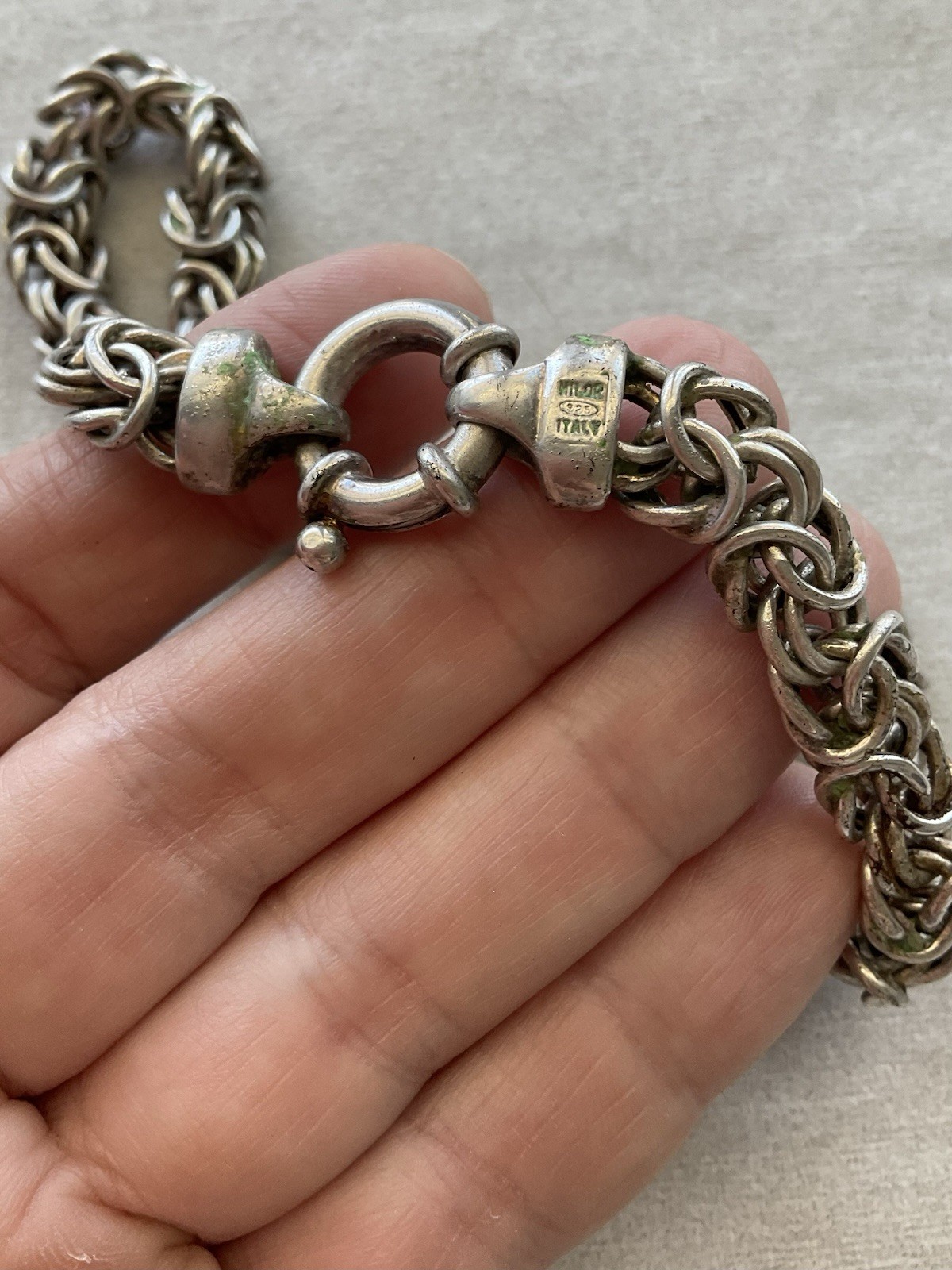 Milor Italy 925 Sterling Silver Byzantine Chain Necklace Vintage Estate Jewelry
