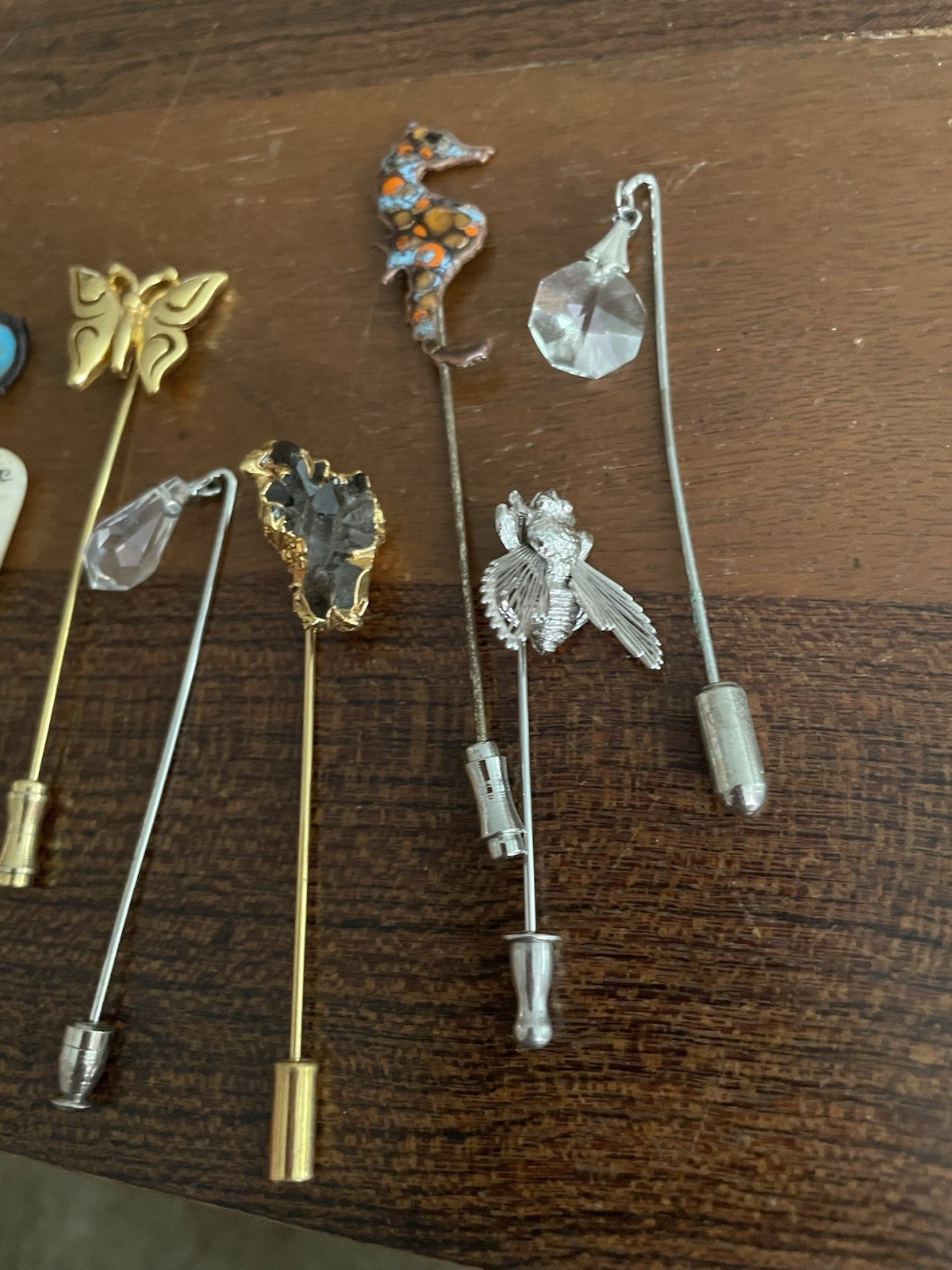 Stick Pins Lot Enamel Seahorse Bee Butterfly Turquoise Vintage
