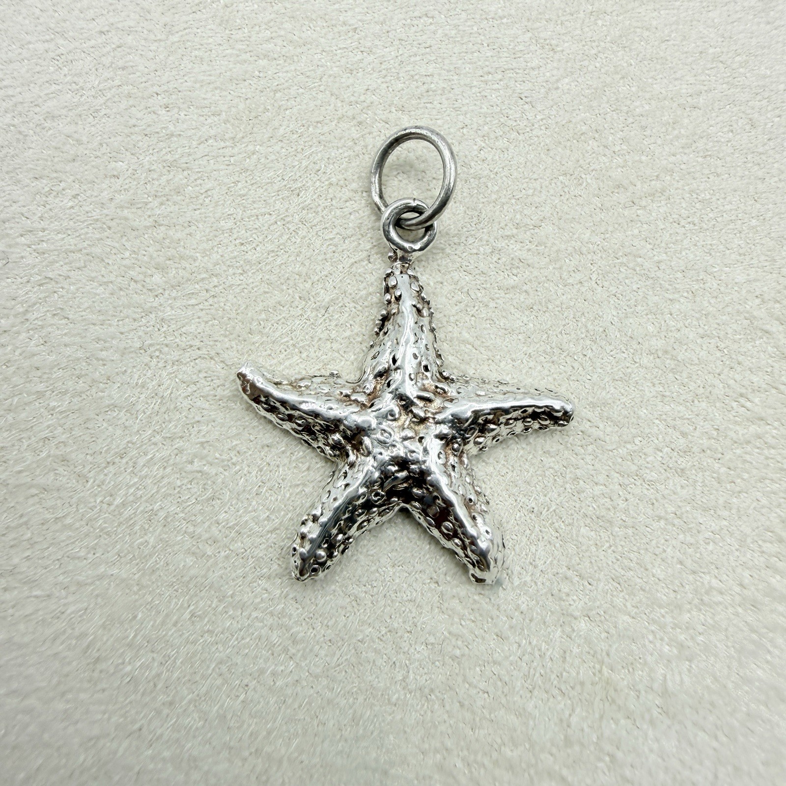 Vintage Sterling Silver Dangle Textured Starfish Dangle Pendant Charm Jewelry