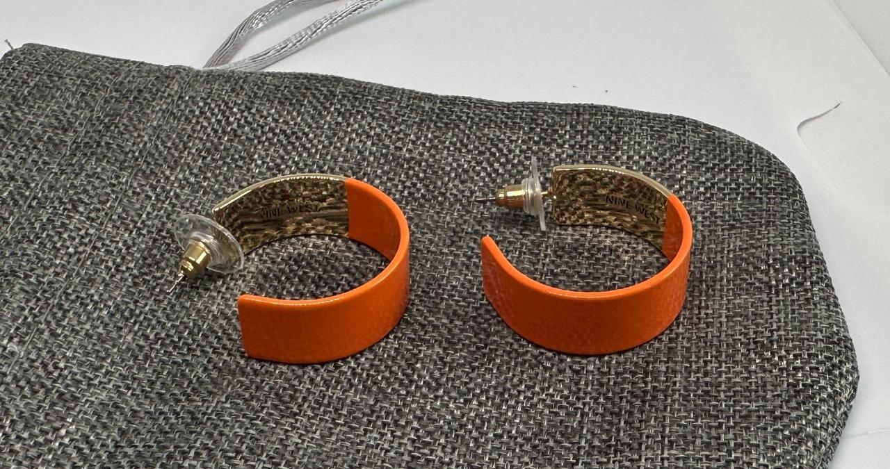 Vikki Carr Estate Orange Hoop Earrings Certificate Of Authenticity 1 Inch